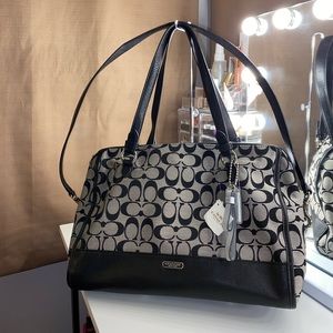 Coach Park Signature Triple Zip Satchel